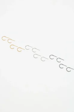 6 Pack Mini Open Huggie Earrings*Garage Clothing New