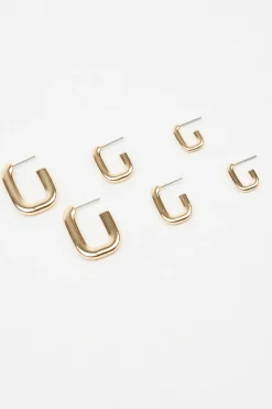 3 Pack Square Hoop Earrings*Garage Clothing Online
