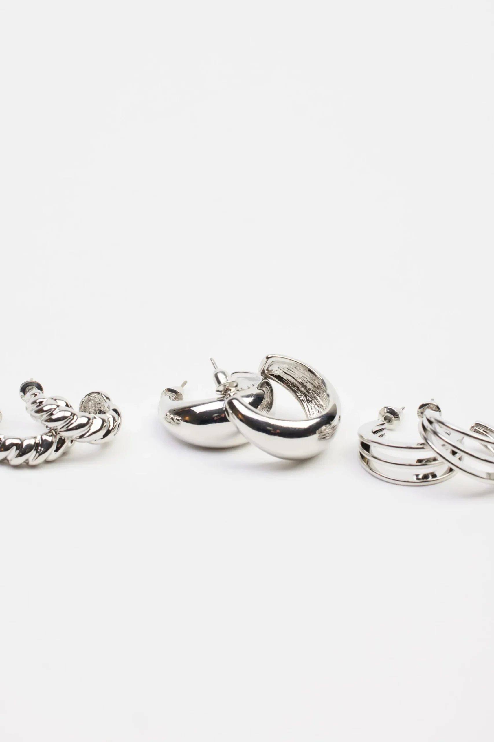 3 Pack Textured Hoop Earrings*Garage Clothing Online