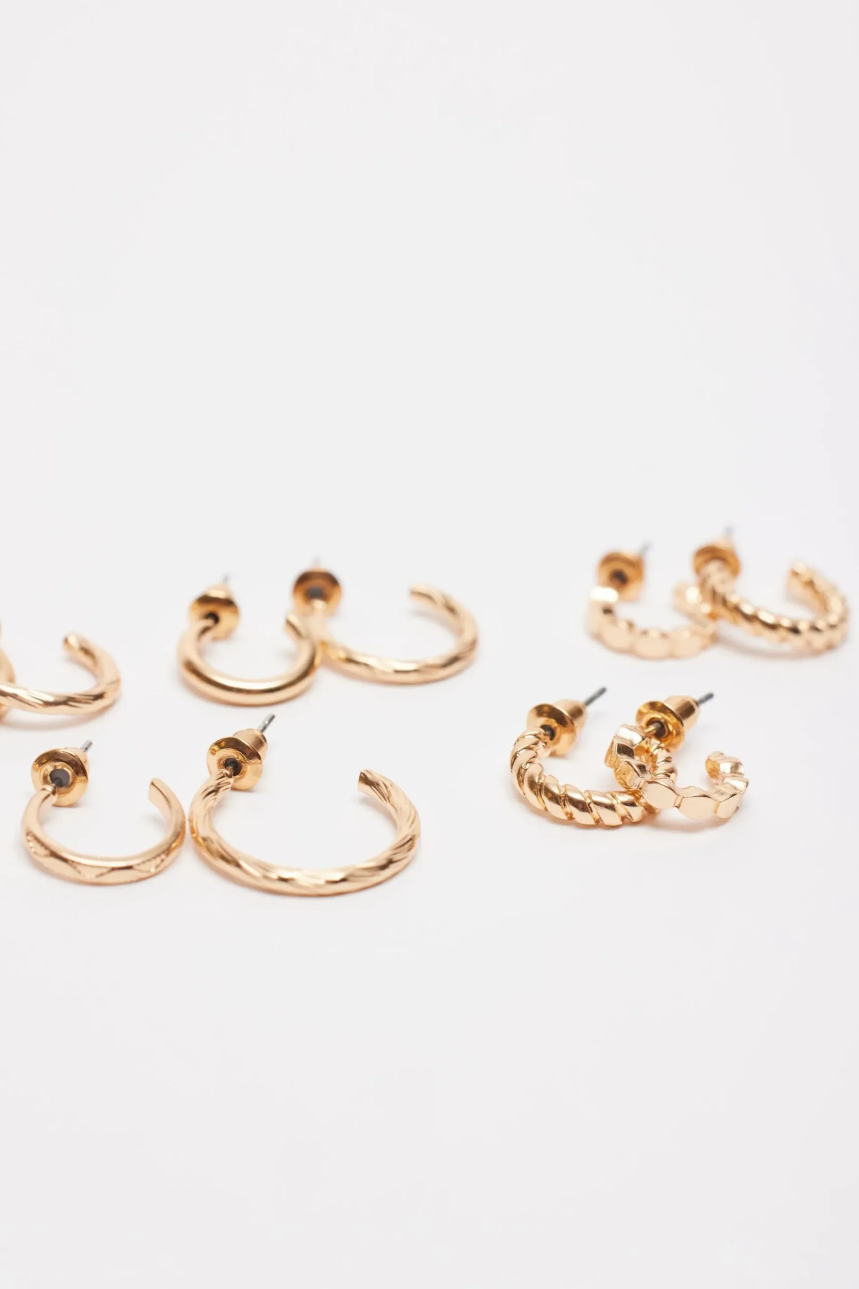 6 Pack Textured Huggies & Hoop Earrings*Garage Clothing Store