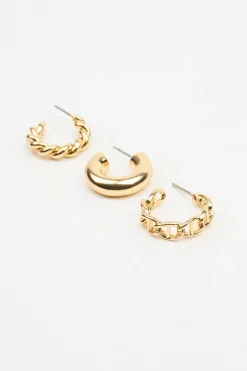 3 Pack Twist & Chain Earrings*Garage Clothing Hot