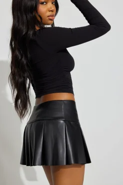 Faux Leather Pleated Skort*Garage Clothing Best