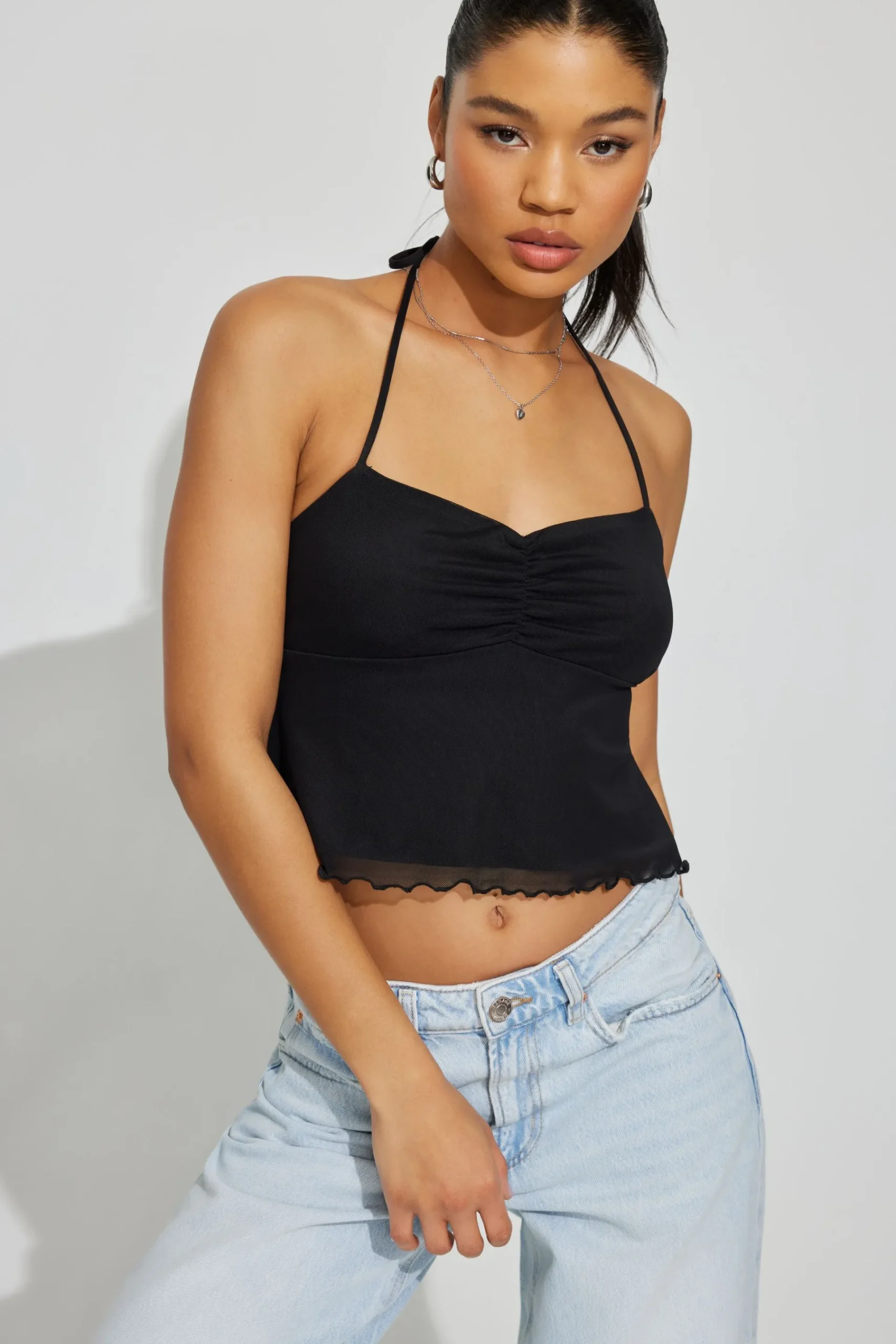 Mesh Apron Back Halter Top*Garage Clothing New