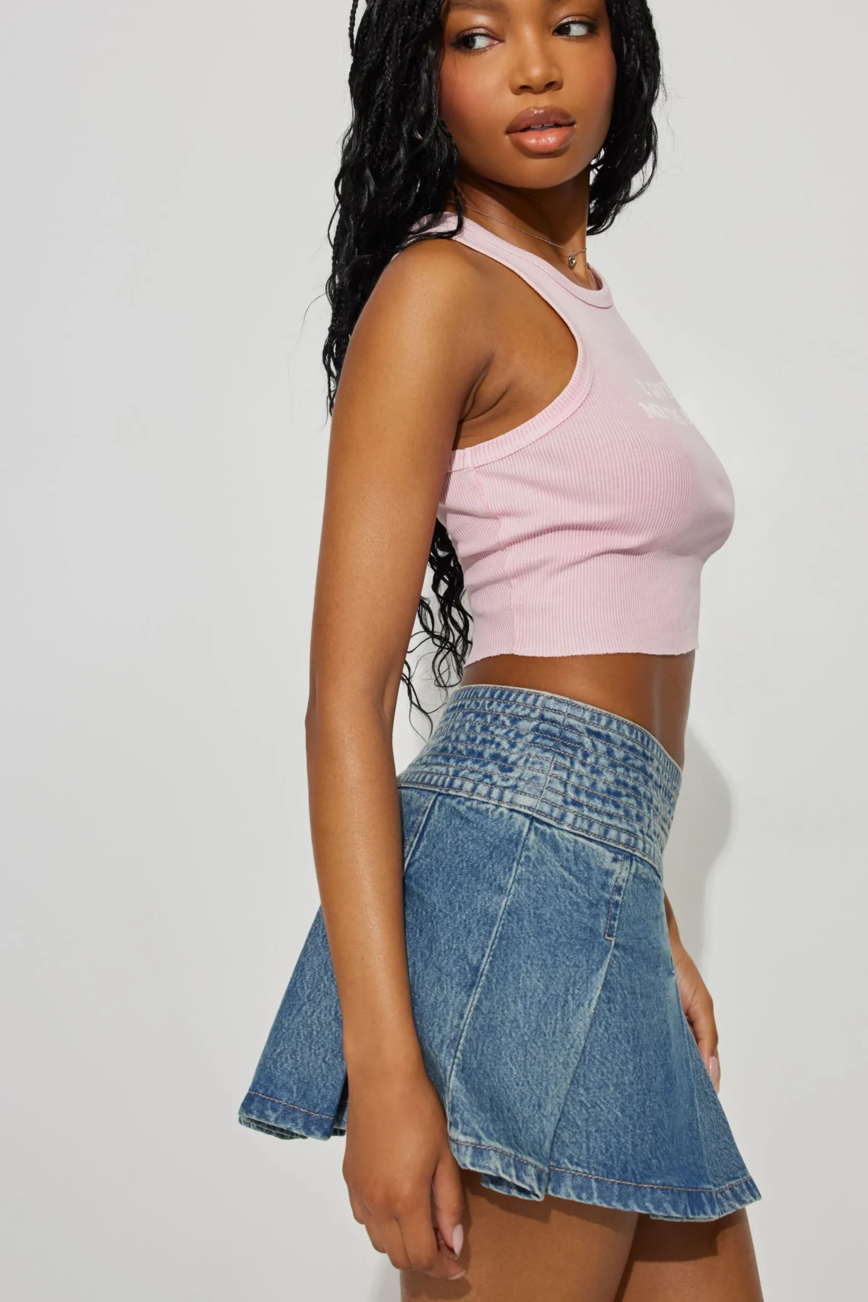 Pleated Denim Skort*Garage Clothing Cheap