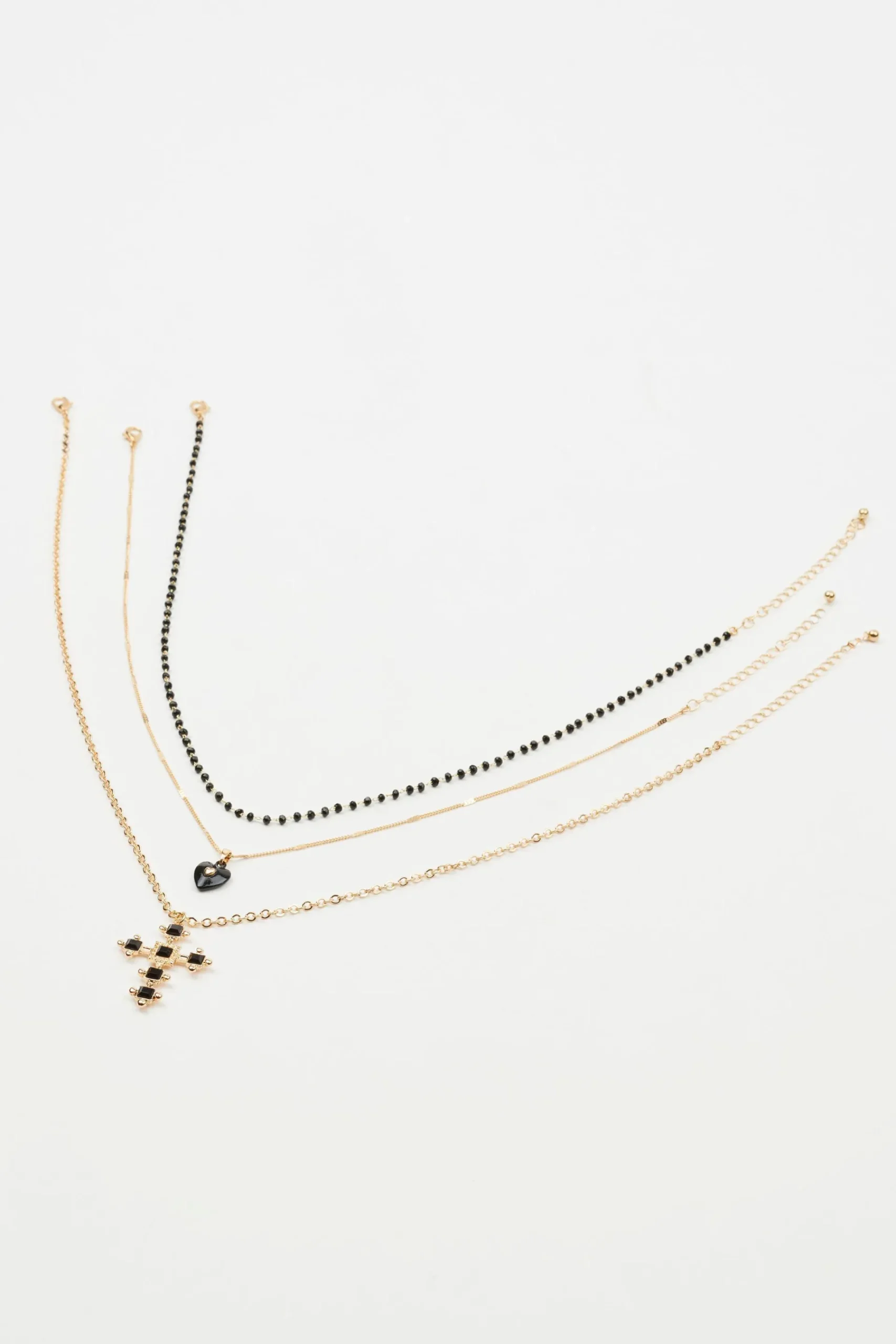 Set Of 3 Cross & Heart Necklaces*Garage Clothing Fashion