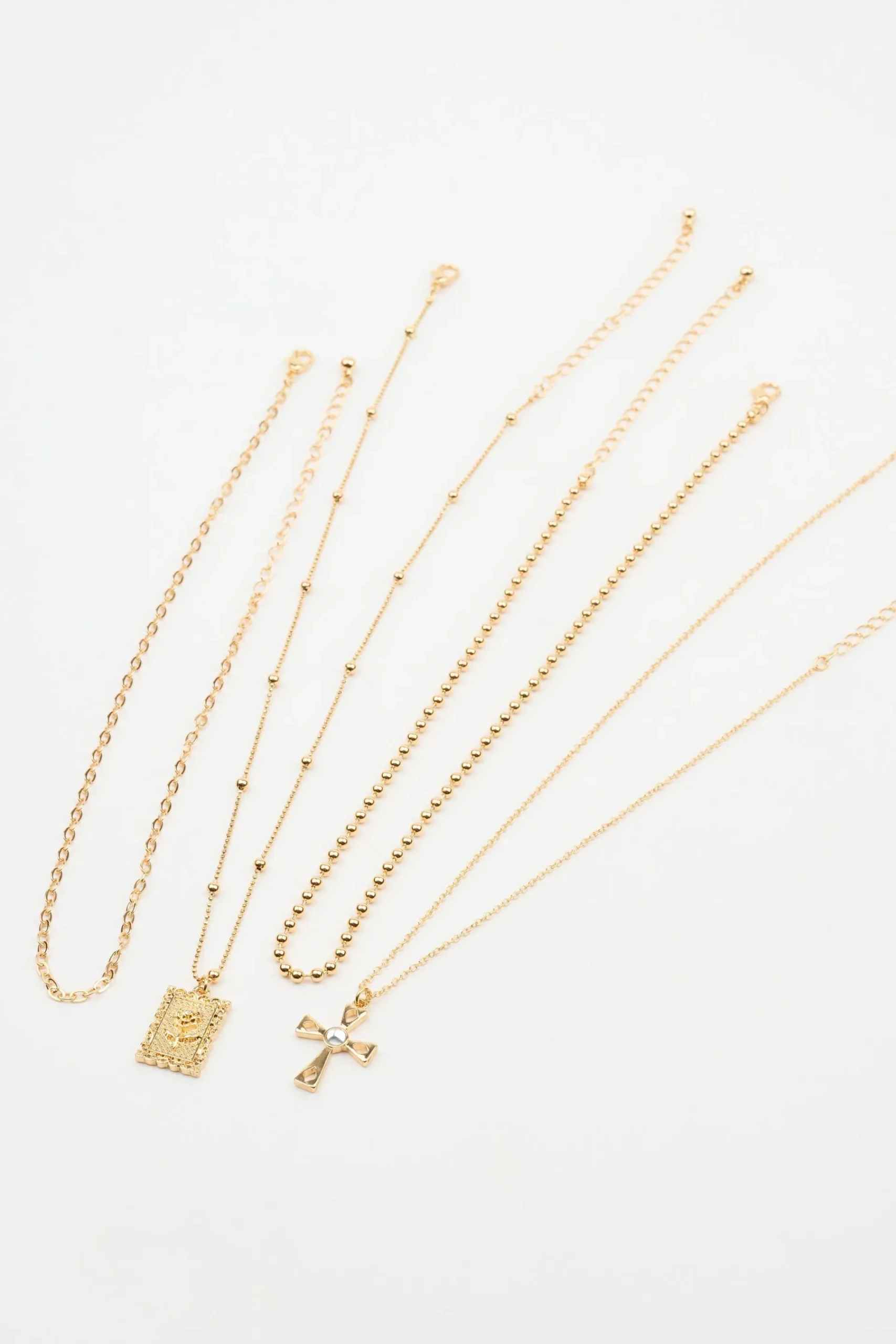 Set Of 4 Cross & Rose Pendant Necklaces*Garage Clothing Outlet
