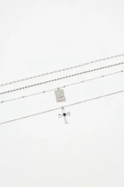 Set Of 4 Cross & Rose Pendant Necklaces*Garage Clothing Sale