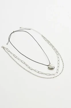 Set Of 3 Heart, Paperclip, Chain Necklaces*Garage Clothing Cheap