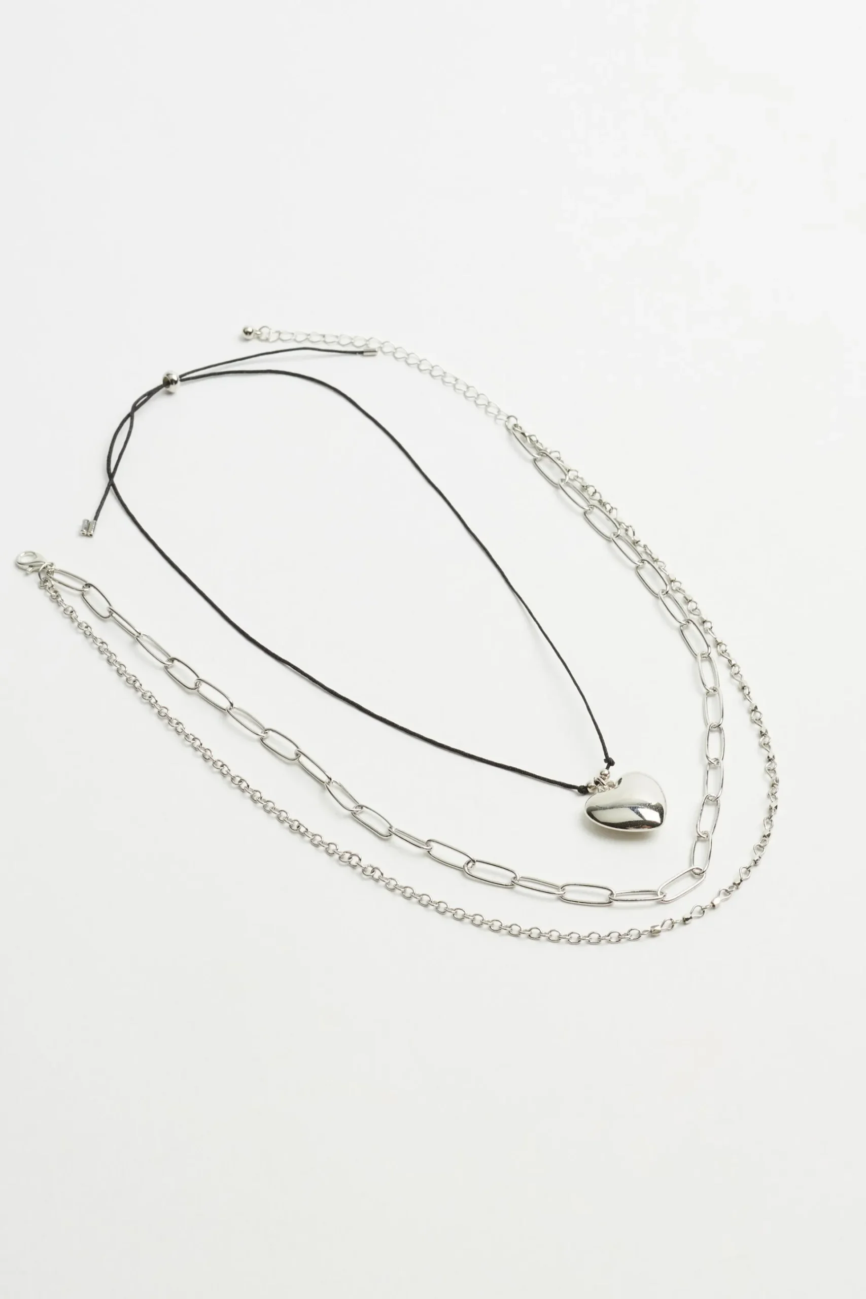 Set Of 3 Heart, Paperclip, Chain Necklaces*Garage Clothing Cheap