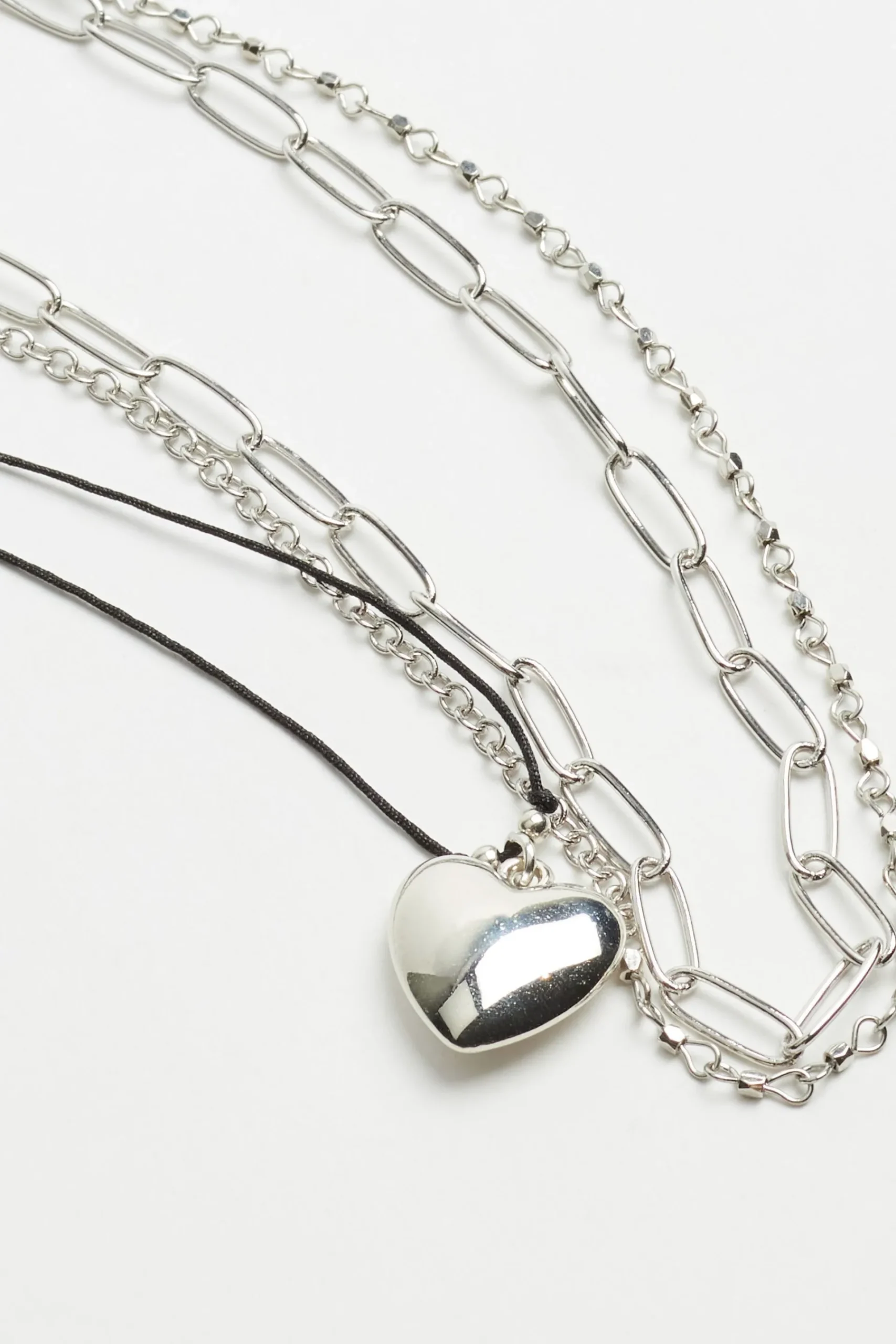 Set Of 3 Heart, Paperclip, Chain Necklaces*Garage Clothing Cheap