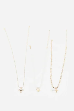 Set Of 3 Heart, Wing, & Cross Necklace*Garage Clothing Flash Sale