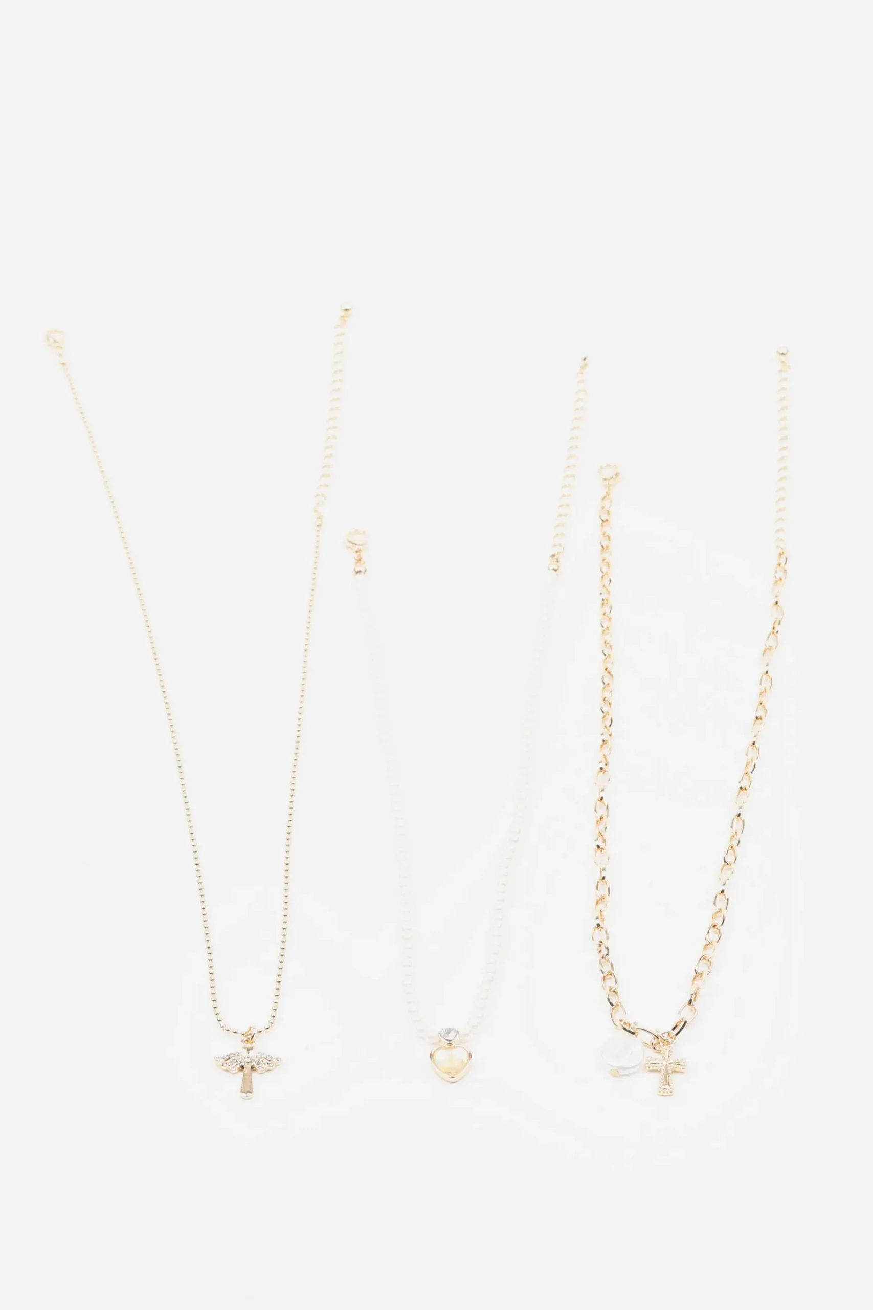 Set Of 3 Heart, Wing, & Cross Necklace*Garage Clothing Flash Sale