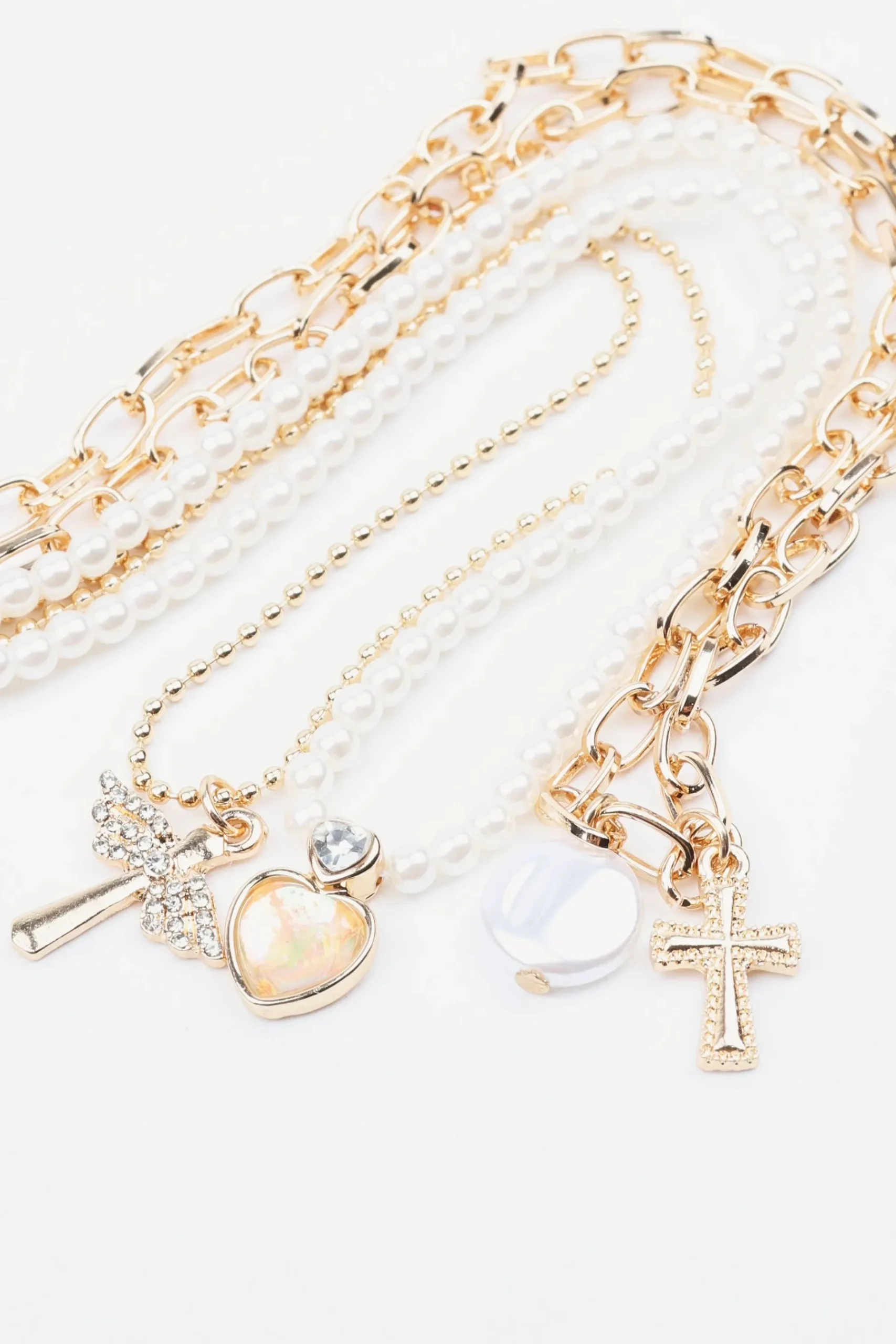 Set Of 3 Heart, Wing, & Cross Necklace*Garage Clothing Flash Sale