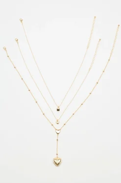 Set Of 3 Hearts & Lock Necklaces*Garage Clothing New