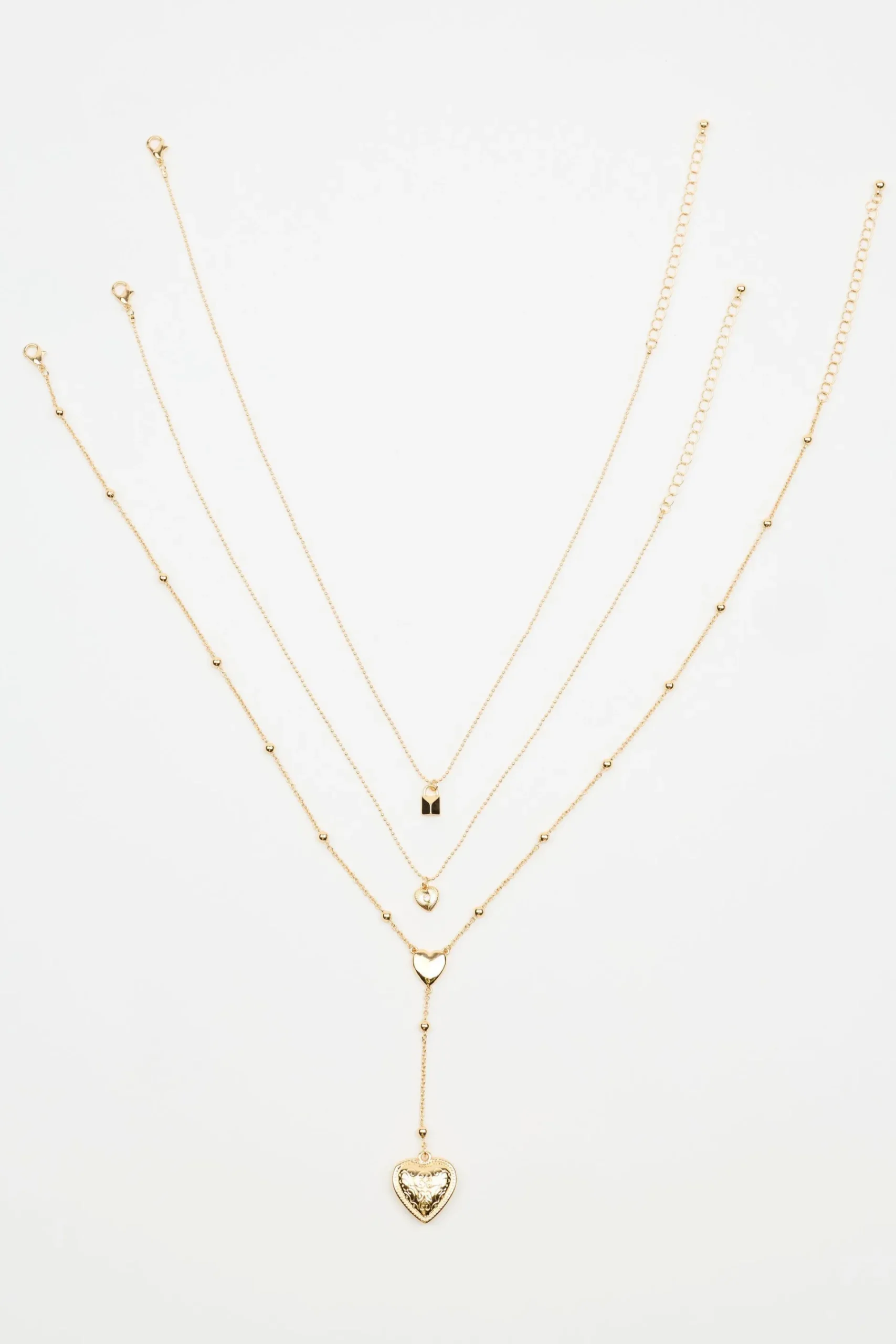 Set Of 3 Hearts & Lock Necklaces*Garage Clothing New