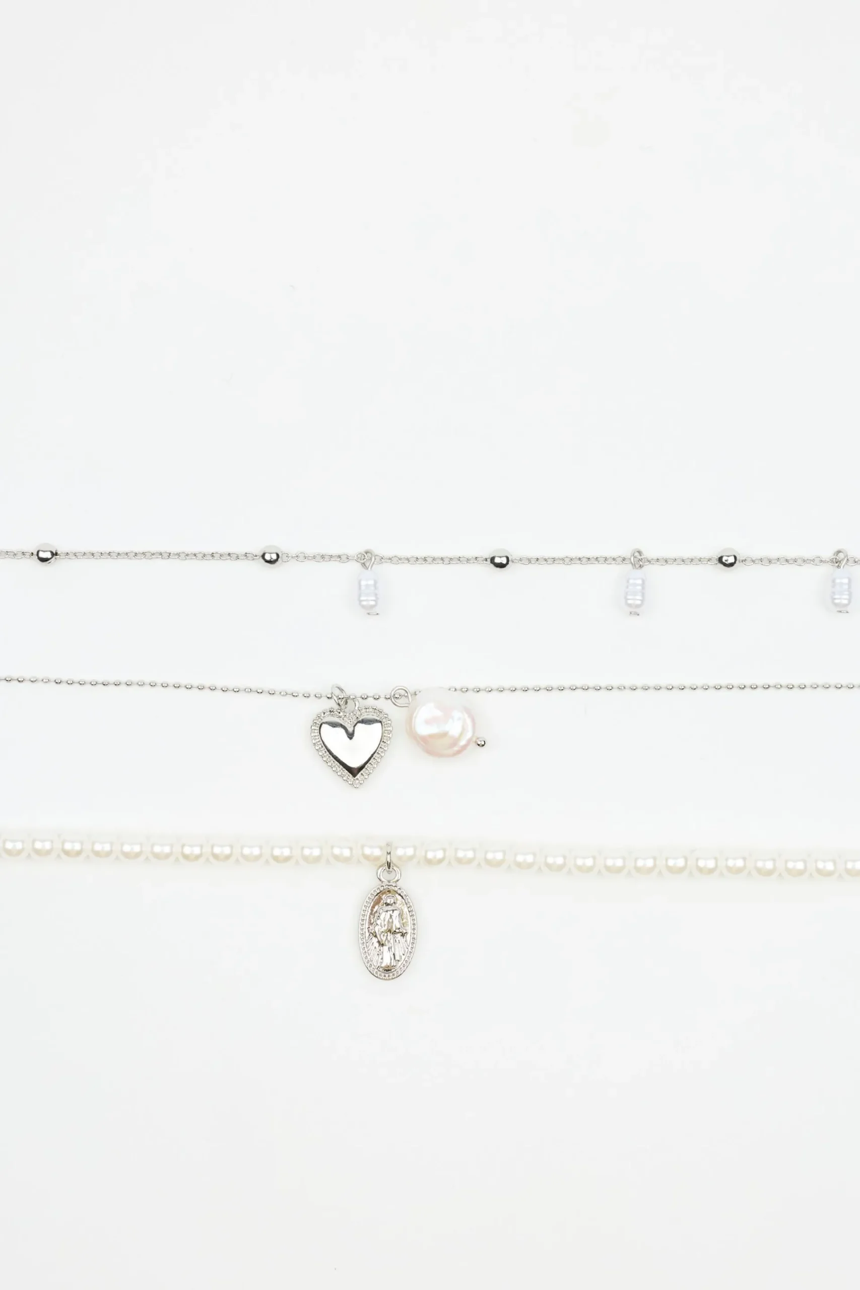 Set Of 3 Pearl & Charm Necklace*Garage Clothing Sale