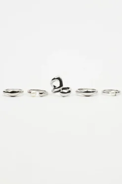 Set Of 5 Pearl & Organic Rings*Garage Clothing Outlet