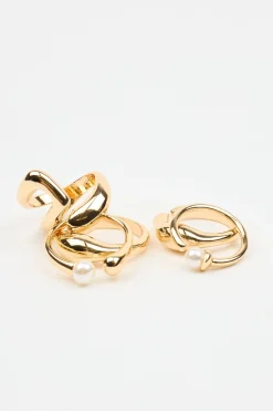 Set Of 5 Pearl & Organic Rings*Garage Clothing Outlet