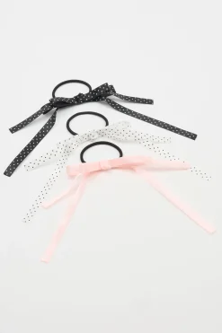 Set Of 6 Ribbon Bow Hair Elastics*Garage Clothing New