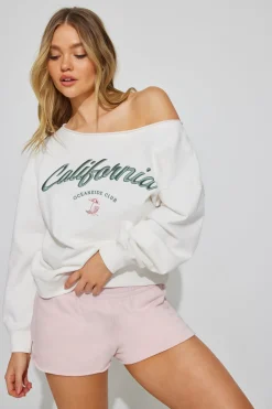 Soft Terry Off Shoulder Sweatshirt*Garage Clothing Discount