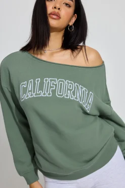 Soft Terry Off Shoulder Sweatshirt*Garage Clothing Discount