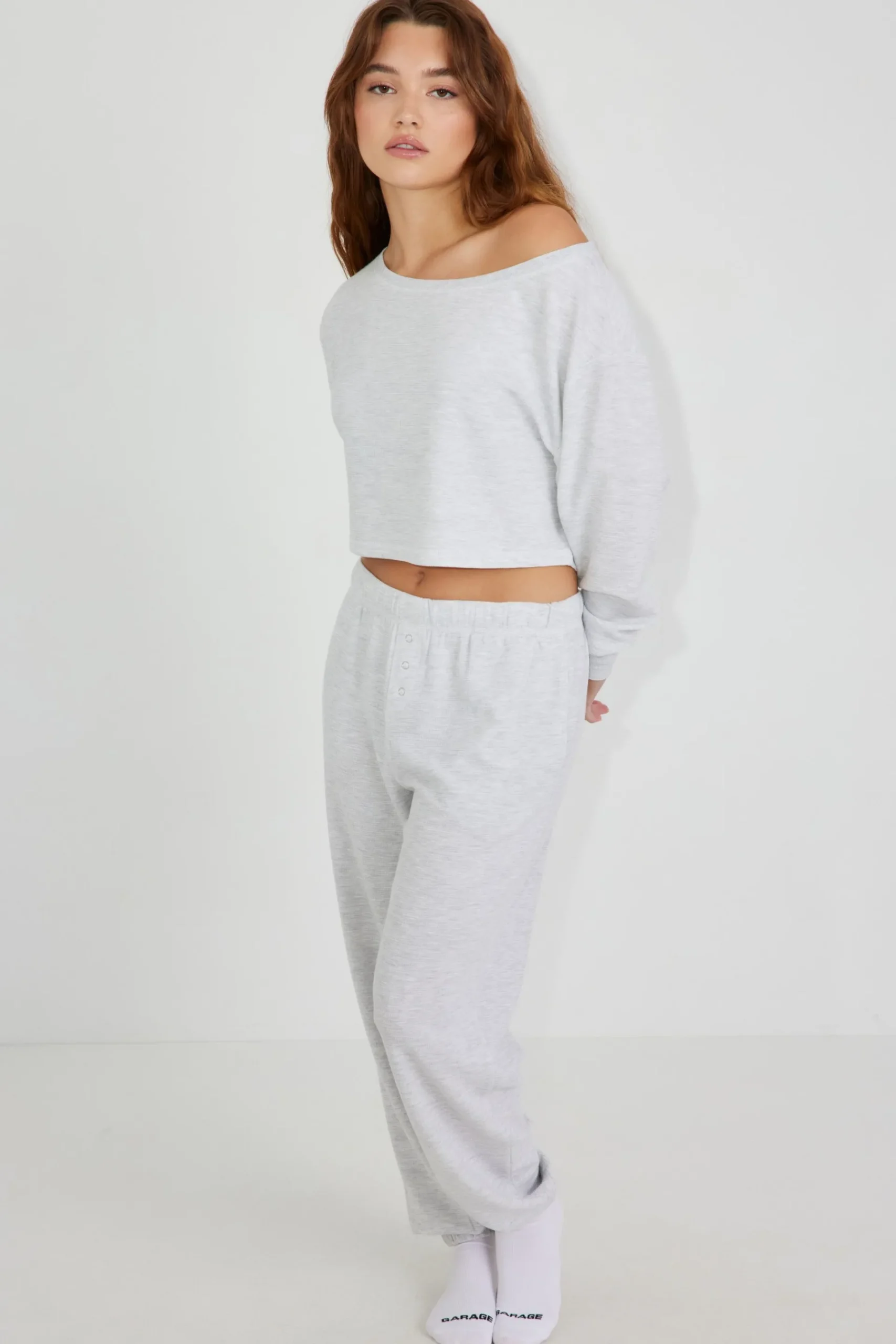 Waffle Off Shoulder Top*Garage Clothing Sale